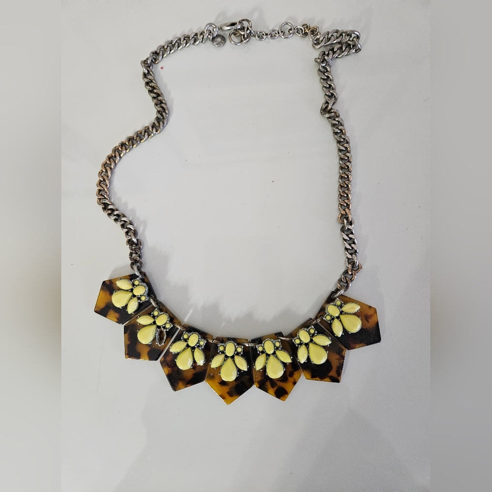 J.Crew Tortoise & Neon Green Necklace